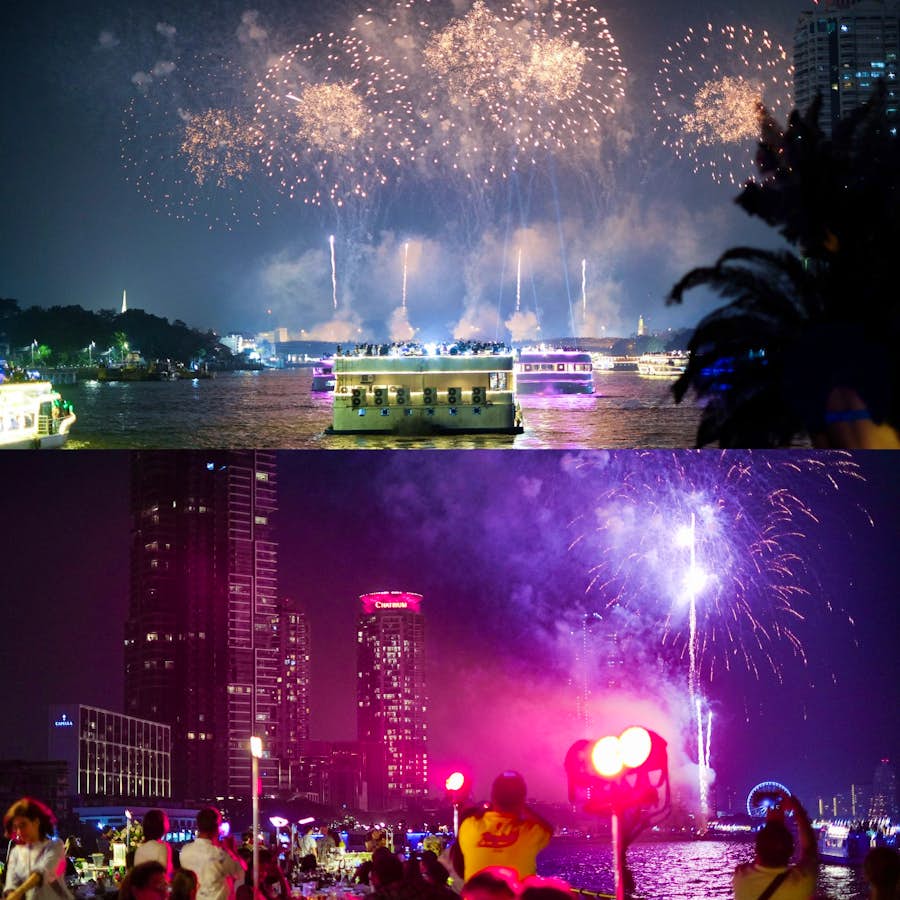 ล่องเรือวันพิเศษ จะมีการจุดพลุ